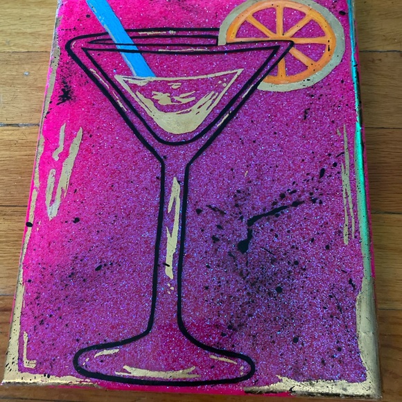 Original Resin & Acrylic Painting 💕 Martini Glass - Picture 5 of 8